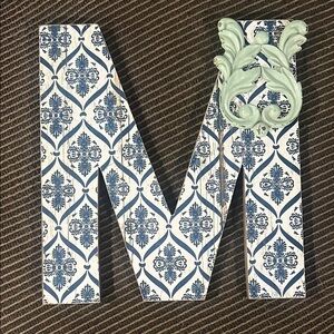 Studio Decor Blue and White Wall Art Letter 'M'